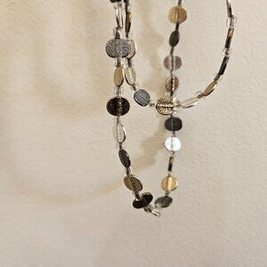 Chico's Metallic Necklace Silver and Gold Toned Double Strand